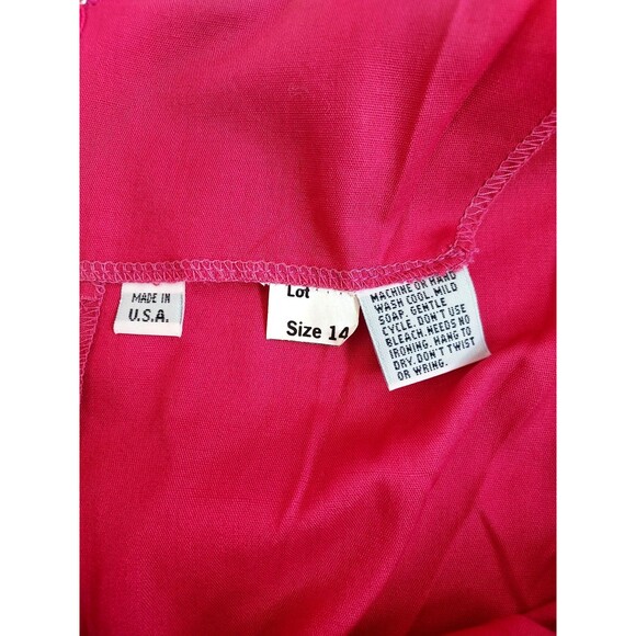 Vintage 70s Ladies Fusia Ruffles & Lace SS Square Dance Rockabilly Dress Size 14 - Picture 5 of 8